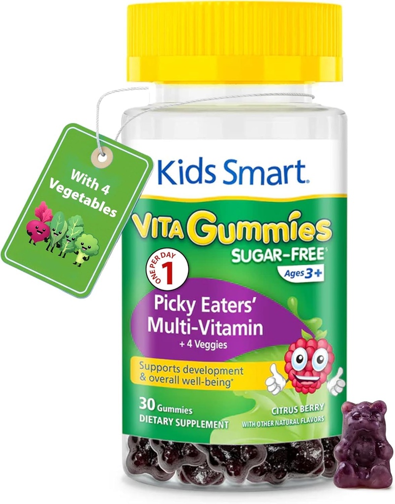 KIDS SMART Strong Bones & Picky Eaters Multivitamin Gummies Bundle for Kids – Calcium with Vitamin D3, Vitamins, Minerals & Veggies, Sugar Free Daily Support for Growth, Bones, Teeth & Wellness, 2-Pac