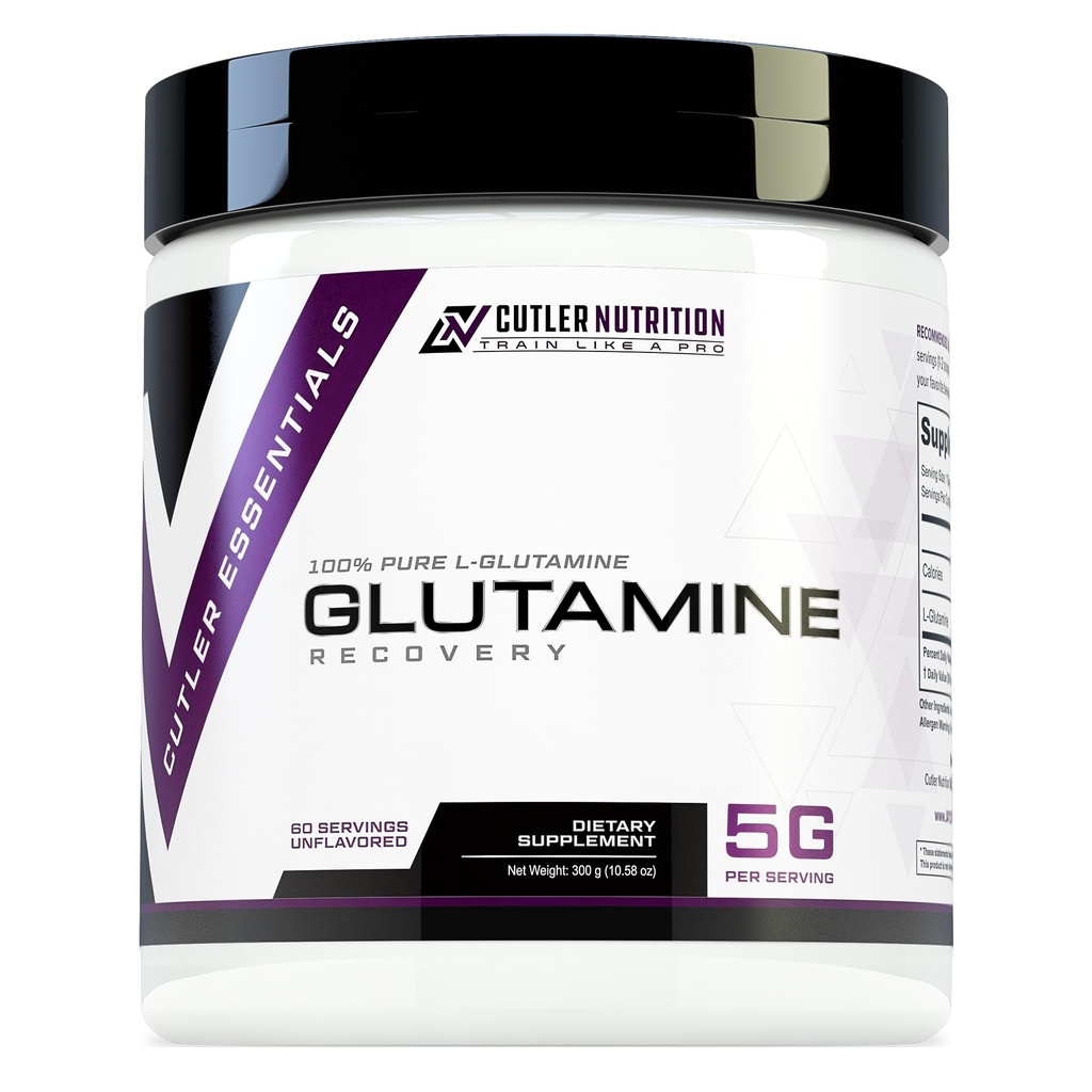 Cutler Essentials 100% reines L-Glutamin für verbesserte Erholung, Lean Muskelunterstützung und verbesserte Proteinsynthese | Unflavored, 60 Portionen