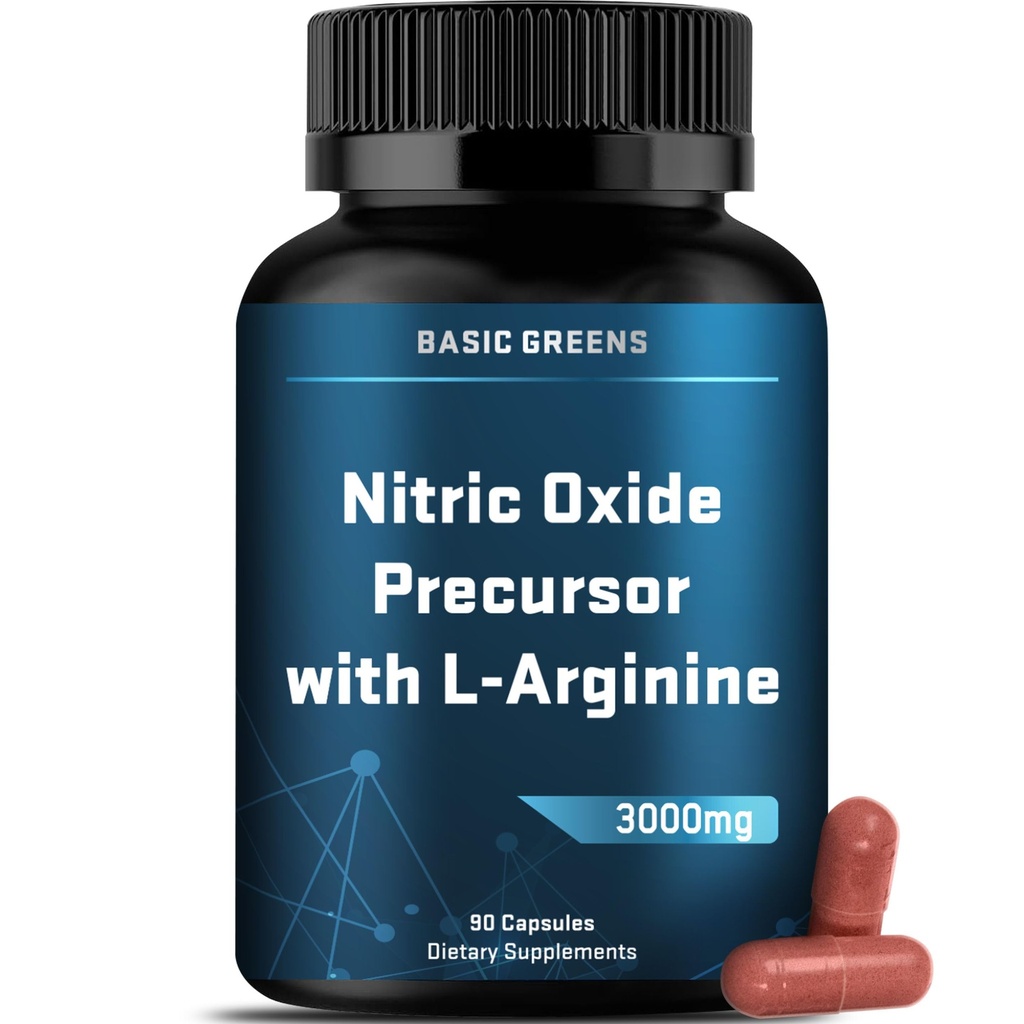 L-Arginin 3000mg Nitric Oxid Supplement für Männer und Frauen – Non-GMO Vegan Kapseln mit Rübenwurzel für Zirkulation, Ausdauer, Energie, Stamina, Leistung und Workout – 90 Caps