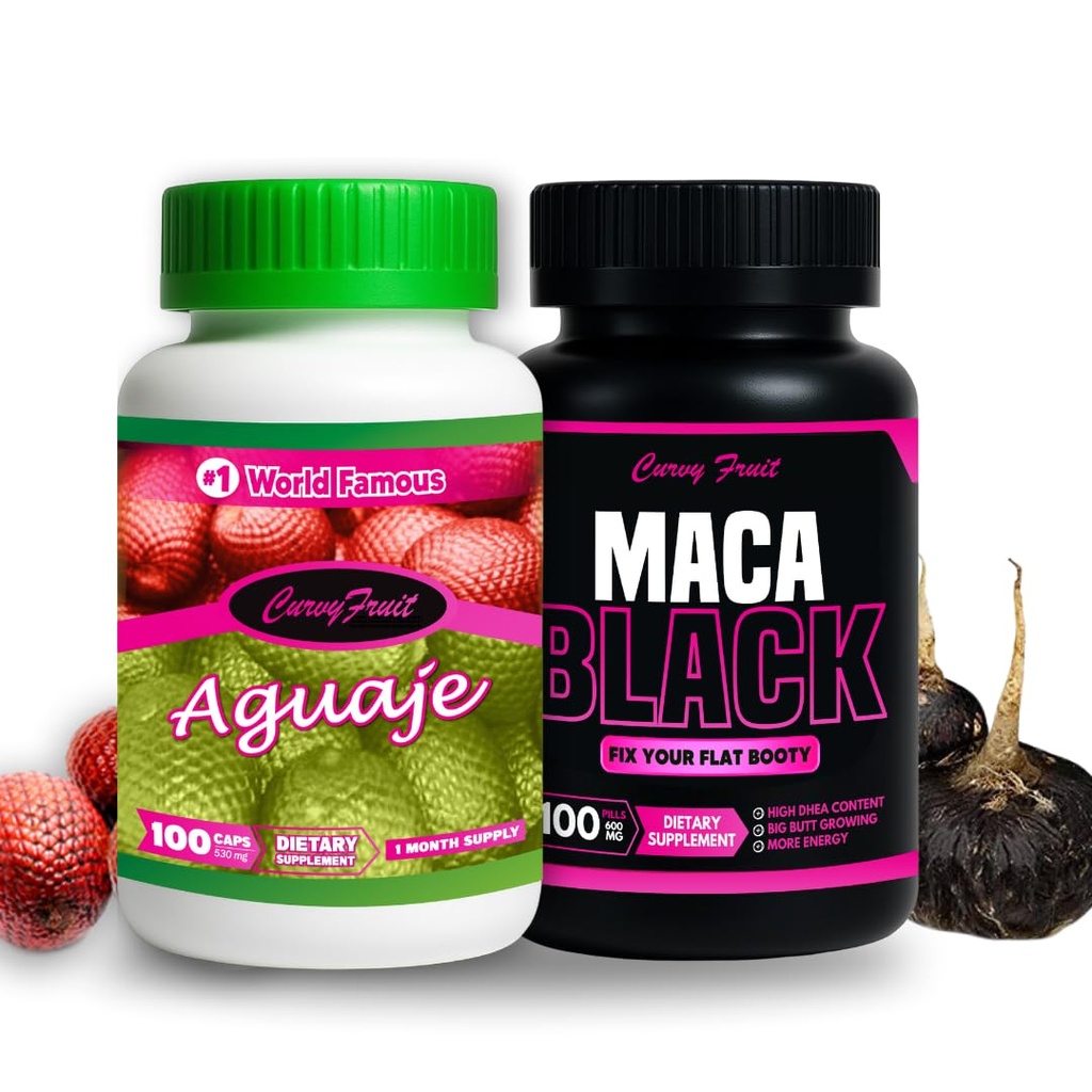 Maximum Booty Growth – Aguaje + Black Maca Pills for Women – Glute Volume Enhancer - Black Curvy Pack