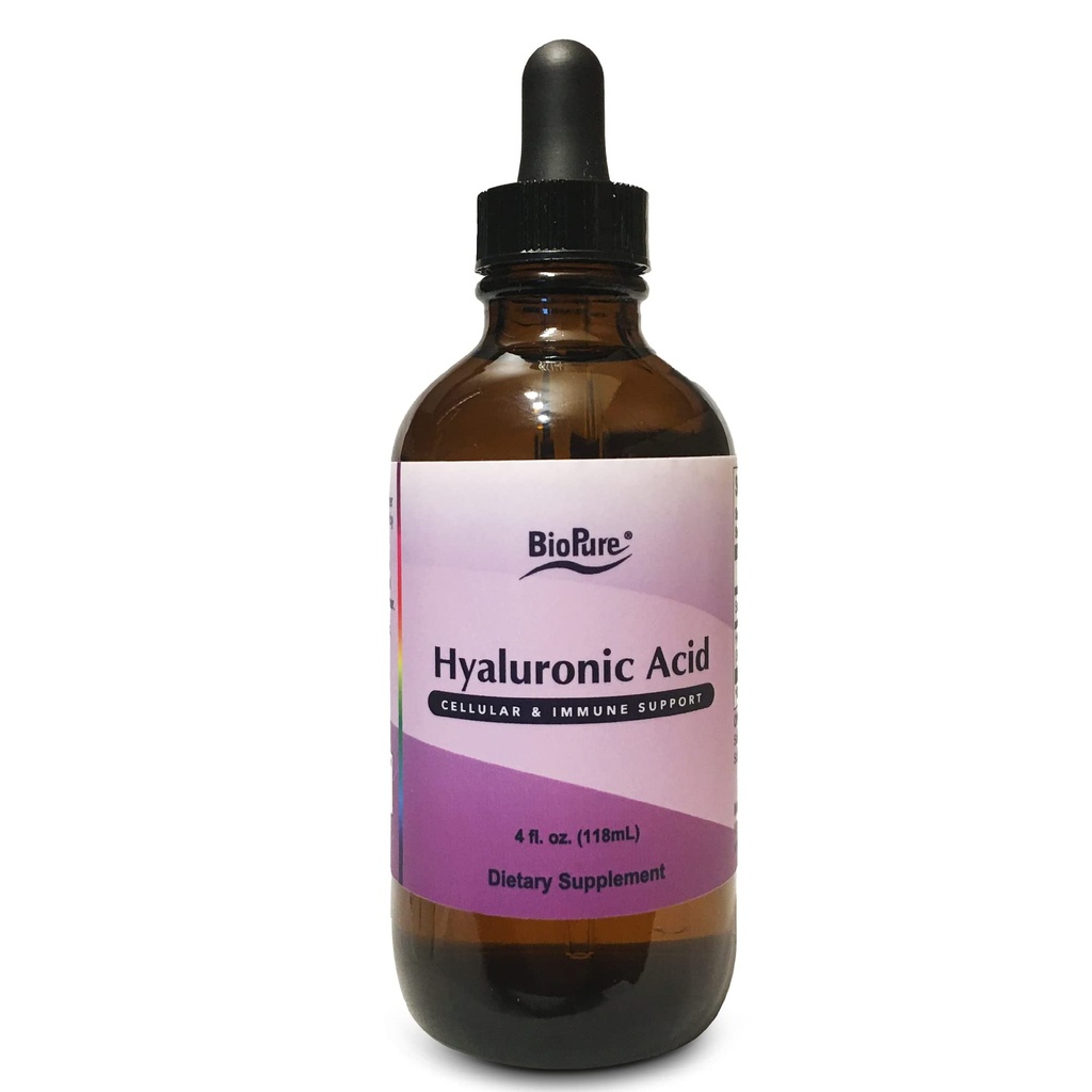 Soluzione liquida di acido ialuronico BioPure – tutta naturale, altamente biodisponibile forma di acido ialuronico per uso orale e topico per favorire la lubrificazione congiunta e l'idratazione della pelle, elasticità – 4 fl oz