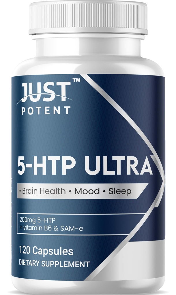 Solo Potente 5-HTP Ultra 200mg | 120 capsule - 4 mesi di alimentazione | per il sonno, l'umore e la salute del cervello | Fortificata con SAM-e e vitamina B6