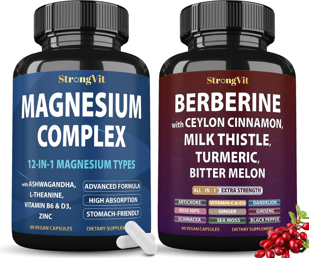 Magnesium Complex & Berberine Supplement Bundle (120 Capsules)