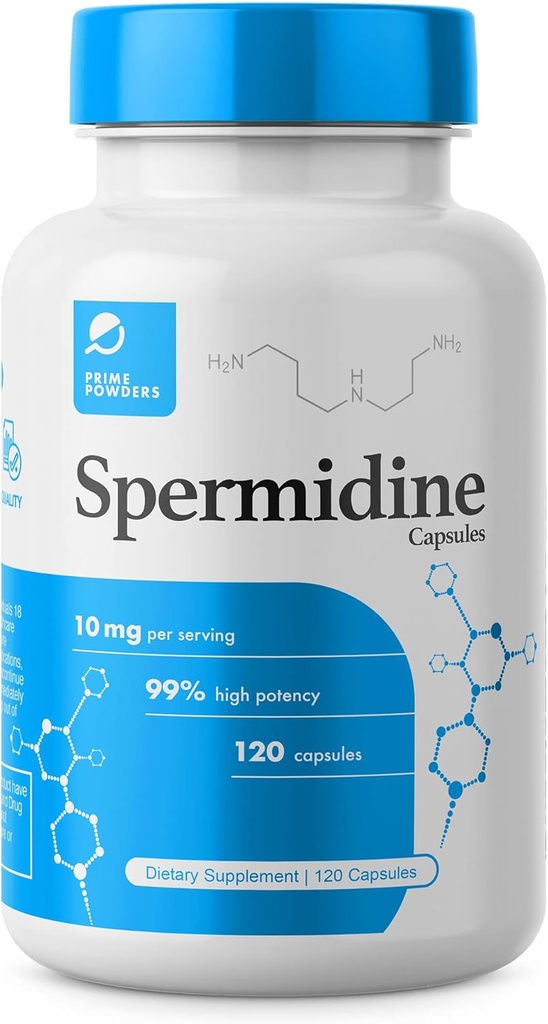 Spermidin Kapseln Glutenfrei 99% Konzentration 100x Mehr Potent als Weizen Germ Extrakt für Anti-Aging DNA Telomere Unterstützung