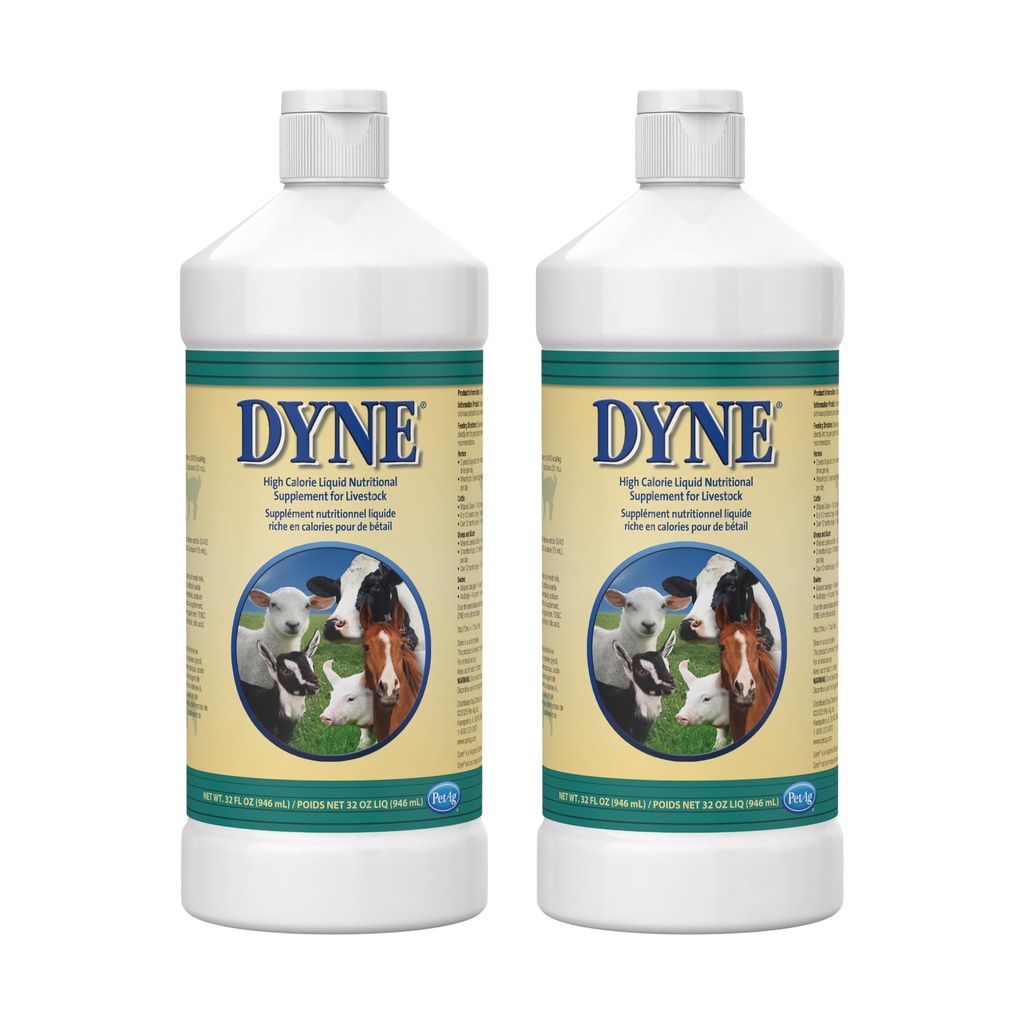 PetAg Dyne High Calorie Liquid Nutritional Supplemento per il bestiame - 32 oz - Include Vitamine Aggiunte - Eccellente per Underweight, Stressed, o Recuperare Animali