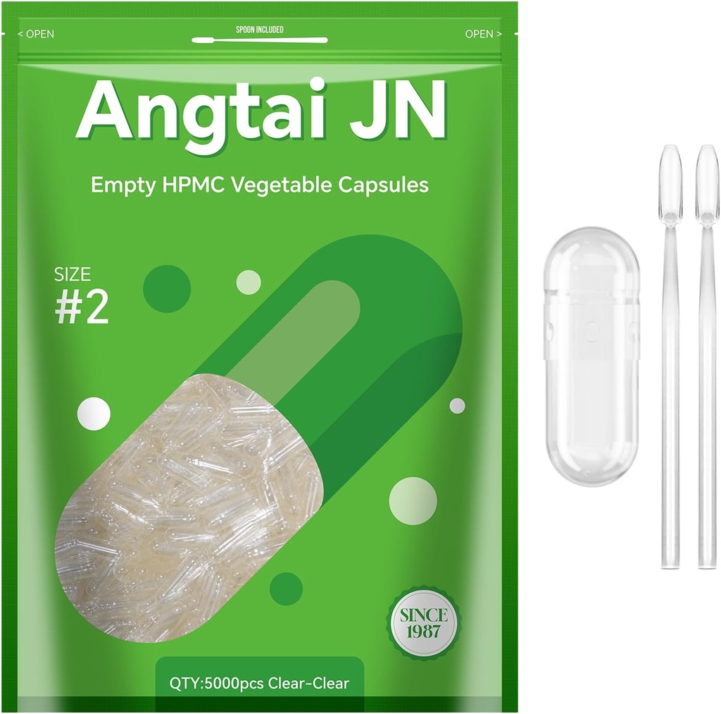 Capsules vides Taille 2 - Capsules véganes Vide - Capsules de pilules Vide (5000 Nombre) avec 2 cuillères Micro Lab pour le kit de remplissage de capsules - Capsules de légumes Vide pour le bricolage Vos propres suppléments