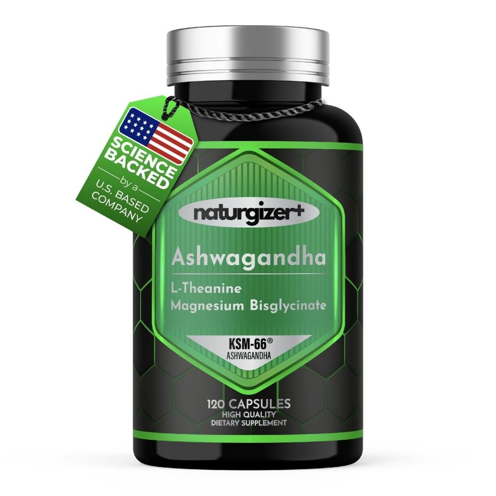 Ashwagandha KSM-66 with Magnesium Glycinate Bisglycinate & L-Theanine - Advanced 3-in-1 Complex Supplement for Calm Focus & Daily Balance - Vegan Non-GMO - 120 Capsules
