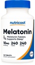 Nutricost Melatonin 10mg, 240 Tabletten - 10mg pro Portion, Nicht-GVO, Glutenfrei