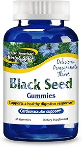 NORTH AMERICAN HERB & SPICE Black Seed Gummies, Pomegranate Flavor - 60 Gummies - Supporto cardiovascolare e digestivo - Non-GMO - 30 Serve