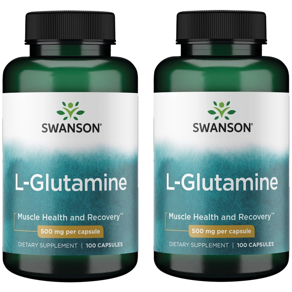 Swanson Amino Acid L-Glutamine 500 Milligrams 100 Capsules (2 Pack)