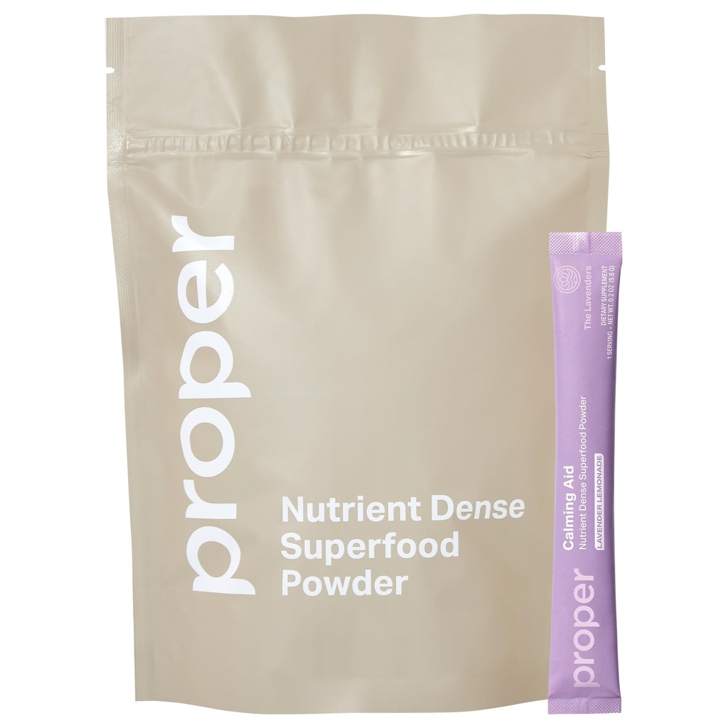 Proper, The Lavenders Calming Aid. Sleep and Relaxation Drink Mix. GABA L-Theanine Supplement with Magnesium, Lavender, Lemon Balm, and Ashwagandha. Natural Calm Stress Support Supplements