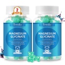 Magnesium Glycinate Gummies 2 Bottles, Sugar-Free for Adults & Kids, Best Magnesium Gummies for Sleep, Stress & Muscle Relief, Supports Bone & Nerve Health, Vegan, Pectin-Based, Blueberry Flavor