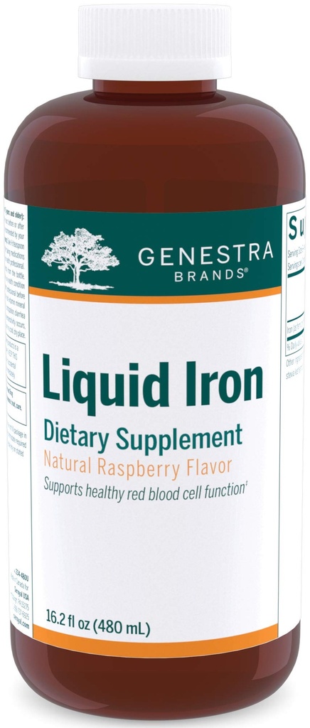 Genestra Marken flüssiges Eisen | Kolloidale Mineralergänzung | Natürliche Himbeere Geschmack | 16.2 fl. oz.