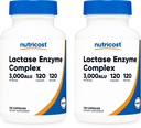 Nutricost Lactase Enzyme Complex 3.000 FCC ALU, 120 Veggie Kapseln - Non-GMO, Glutenfrei, 120 Portionen (2 Flaschen)