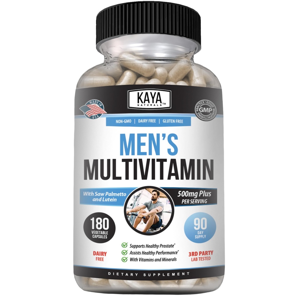 Kaya Naturals Multivitamin per gli uomini - Multivitamina Prostatica degli uomini - Integratore Multi Minerale Giornaliero - Pillole per gli uomini - Supporta la prostata sana - Vitaminas para Hombres - 180 capsule vegetali