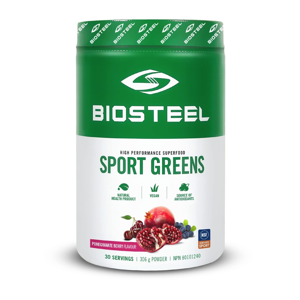 BIOSTEEL Sport Greens Powder, High Performance Superfood Supplement, Non-GMO Formula, Pomegranate Berry, 30 Servings