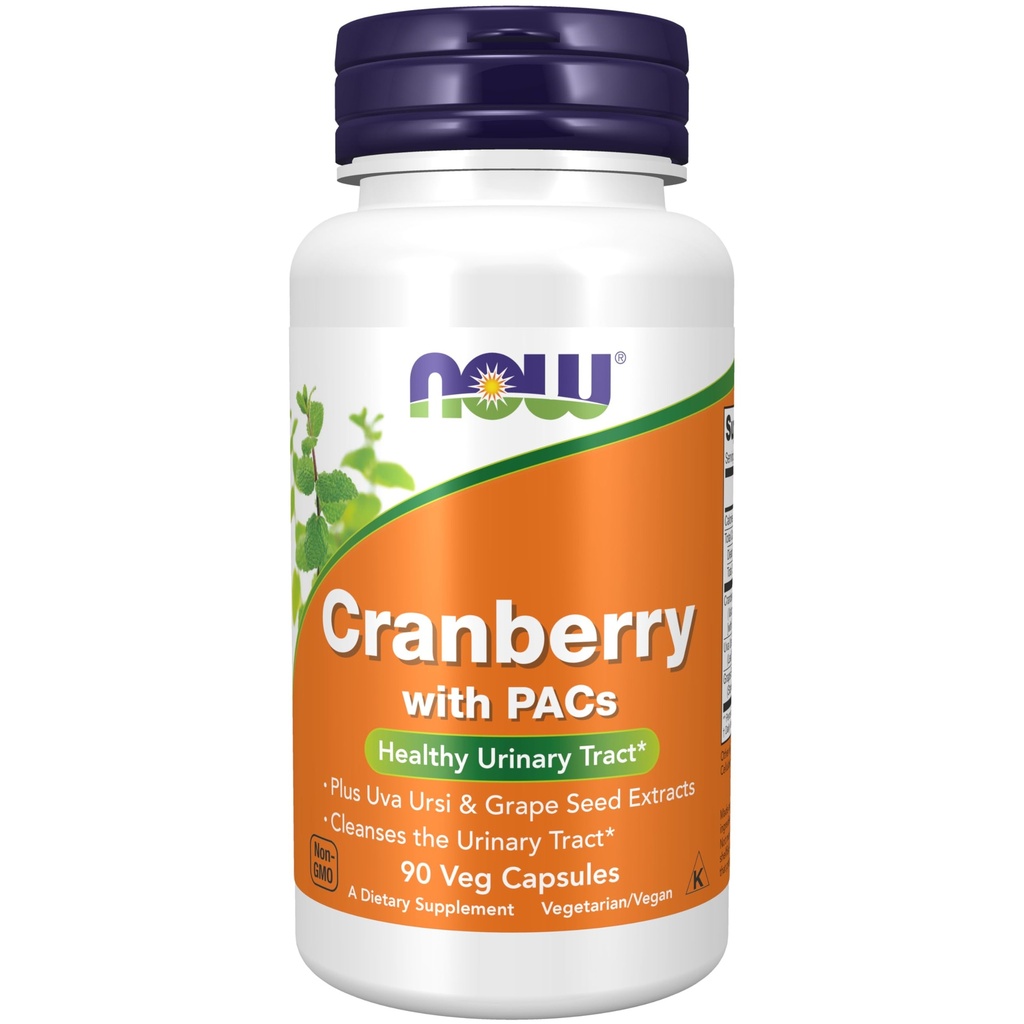 NOW Integratori, Mirtillo con PAC, oltre Uva Ursi e Grape Seed Extract 90 Veg Capsule