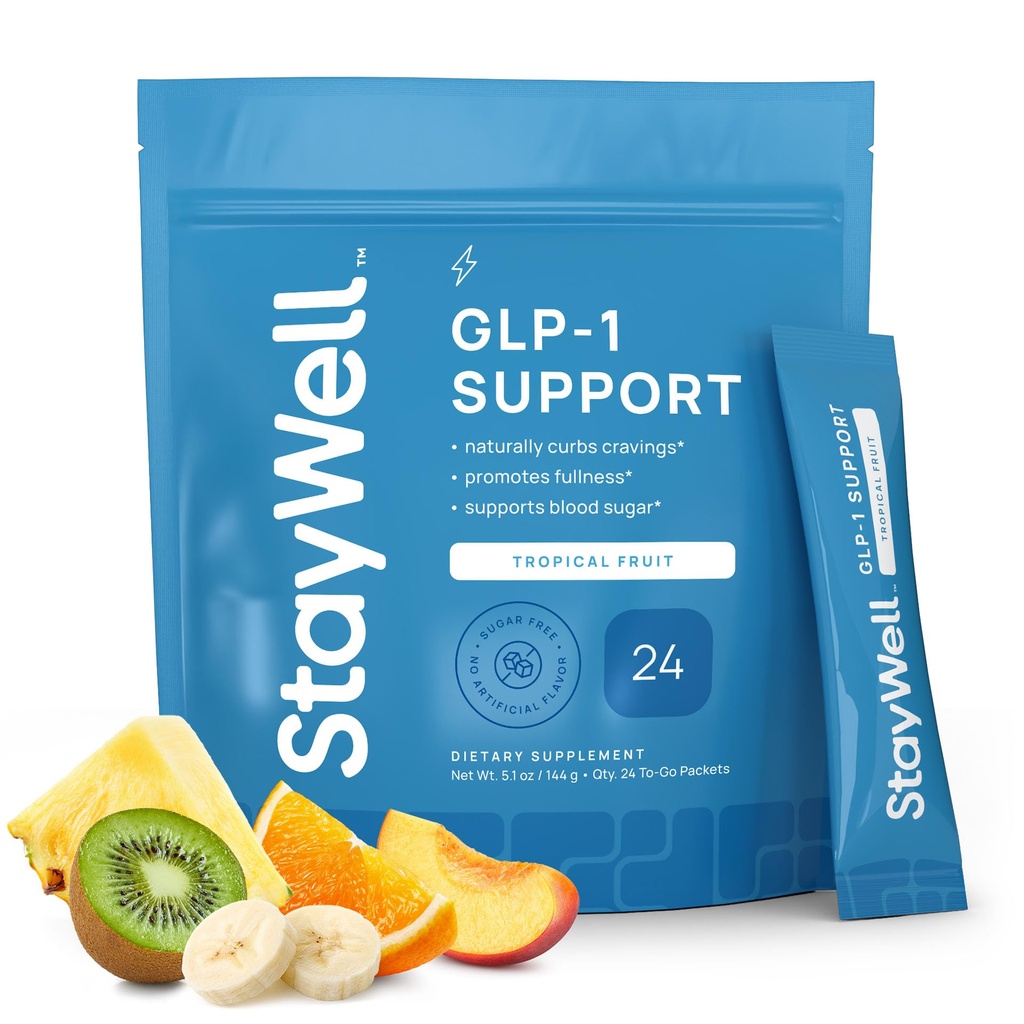 GLP-1 Supplement | Natural GLP-1 Production | GLP 1 Booster Drink Mix to Control Appetite and Cravings | Great Tasting Metabolic Support - Yerba Mate, Garcinia Cambogia, Berberine [Tropical Fruit]