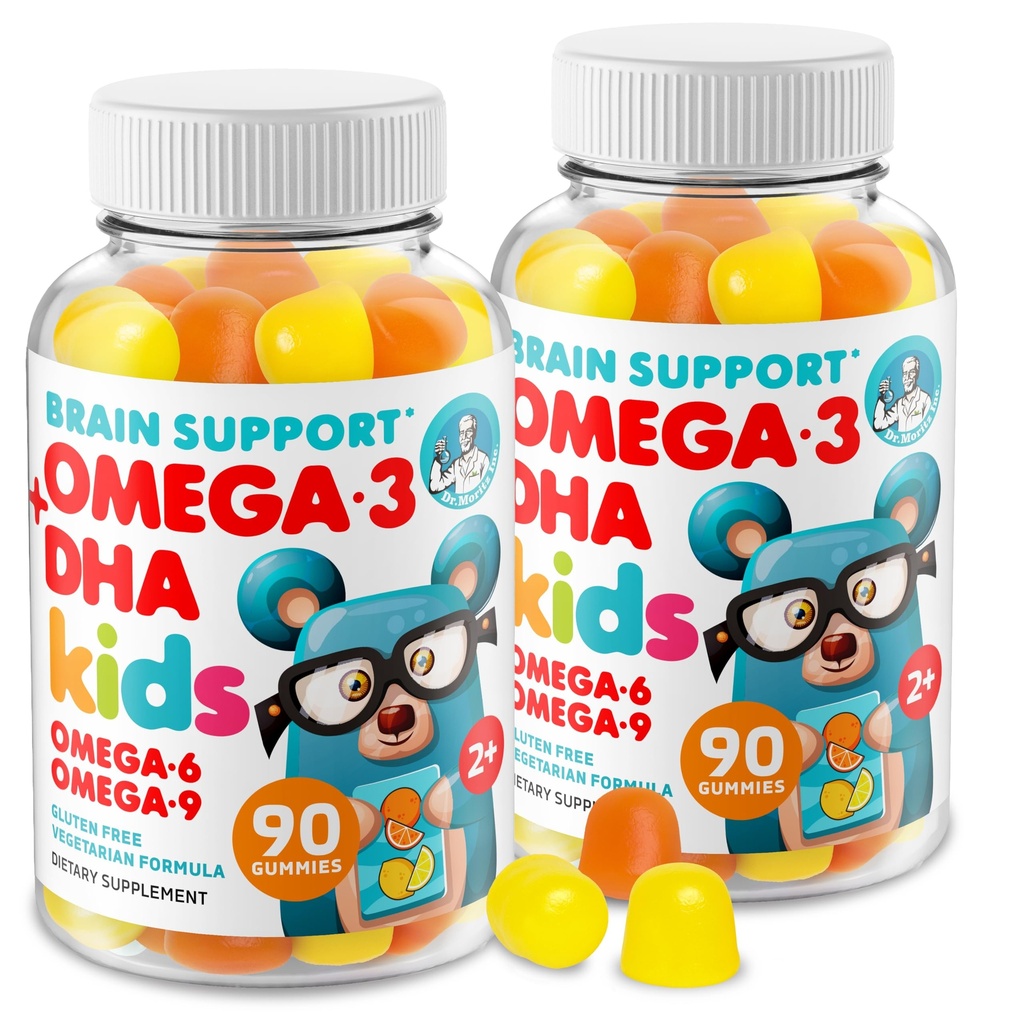 DR. MORITZ Omega 3 Kindergummis (180 Zähler), Vegan Omega3 Gummi für Kinder ohne Fischöl, Vitamine für Gehirn und Herzgesundheit, Glutenfreie Omega 3 6 9