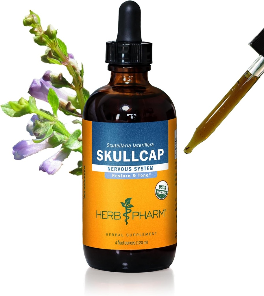 Kräuter Pharm Certified Organic Skullcap Liquid Extract für Nervous System Support, Organic Cane Alcohol, 4 Unze