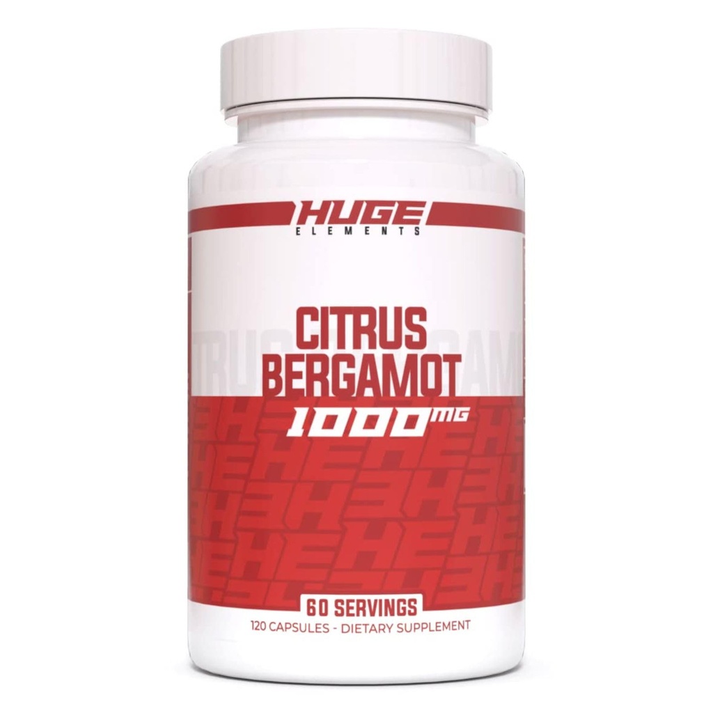 Huge Supplements 100% Pure Citrus Bergamot Extract 10:1 Capsules - 1000mg per Serving - Supports Digestion, Stress Management, and Immune Health (120 Capsules)