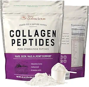 Poudre de collagène vivante Conscience Peptides-Paquets non aromatisés-Hair en poudre de collagène hydrolysé, peau, ongles et soutien articulaire-type I et III Compléments de collagène à gazon pour femmes et hommes - Paquet de 20 (2Pk)