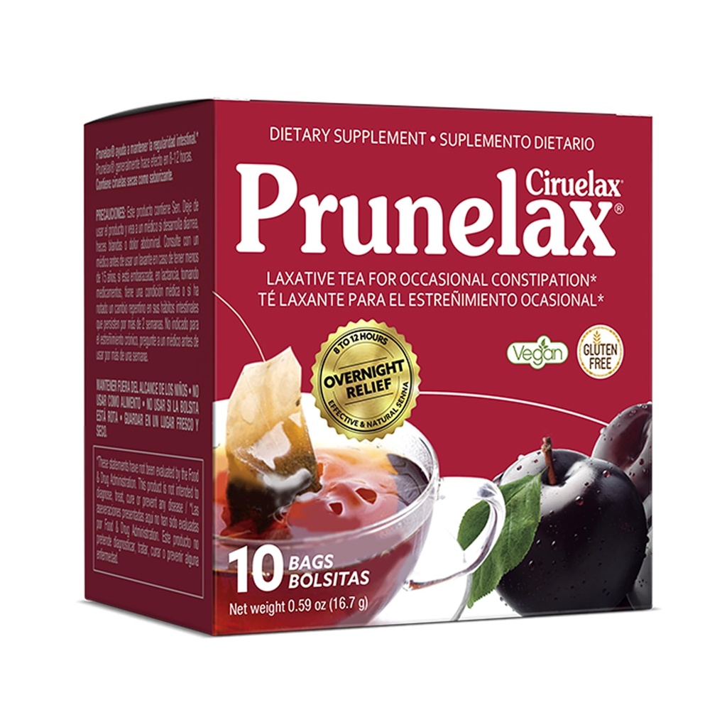 Prunelax Ciruelax Reguläre Stärke Laxative Teebeutel - Hergestellt mit natürlichen Senna-Extrakten, für okziöse Behandlung, Senna-Extrakt - 10 Taschen