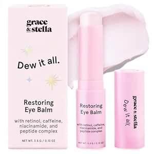 Anmut & stella Under Eye Brightener Balm Stick - Reise Größe Toiletten - Retinol & Caffeine Augencreme für dunkle Kreise, Puffiness, Falten - Wiederherstellen und Hydrate - Vegan Hautpflege (0.13oz / 3.5g)
