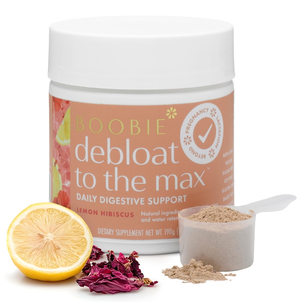 Boobie Debloat to the Max | Rapid Debloating for Women & Men | L-Glutamine and Marshmallow Root for Gut Health | Lemon Hibiscus Flavor, 40 Servings