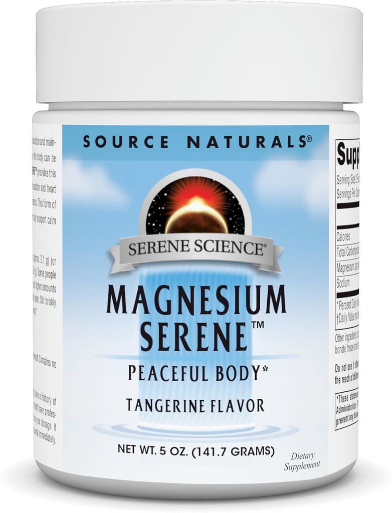 Source Naturelle Serène Science Magnésium Serène, Corps pacifique*, Aromatisé Tangerine - 5 Poudre d'Once