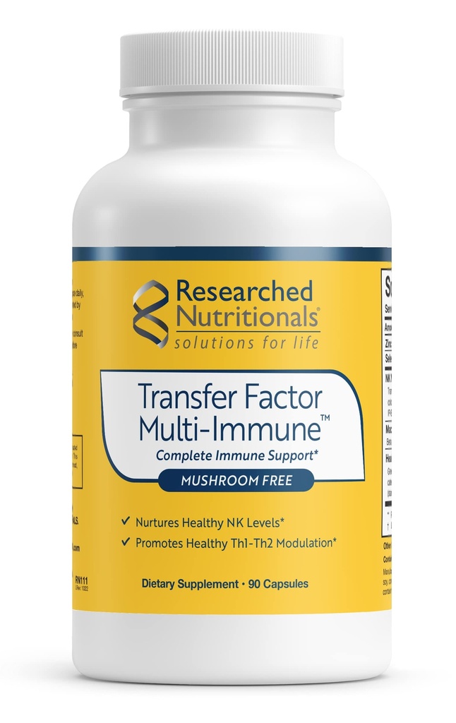 Fattore di trasferimento alimentare multi-immune Colostrum Supplemento - Mushroom-Free Immune supporto con zinco, Beta Glucan e tè verde - sostenuto dalla ricerca clinica (90 capsule)