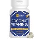 NATURAL STACKS Vitamin D 5000 IU Supplement - mit Kokosöl für optimale Absorption - Vitamin D Pillen für Immunität und Zellwachstum - D3 125mcg Cholecalciferol Supplement - 30 D3 Servietten