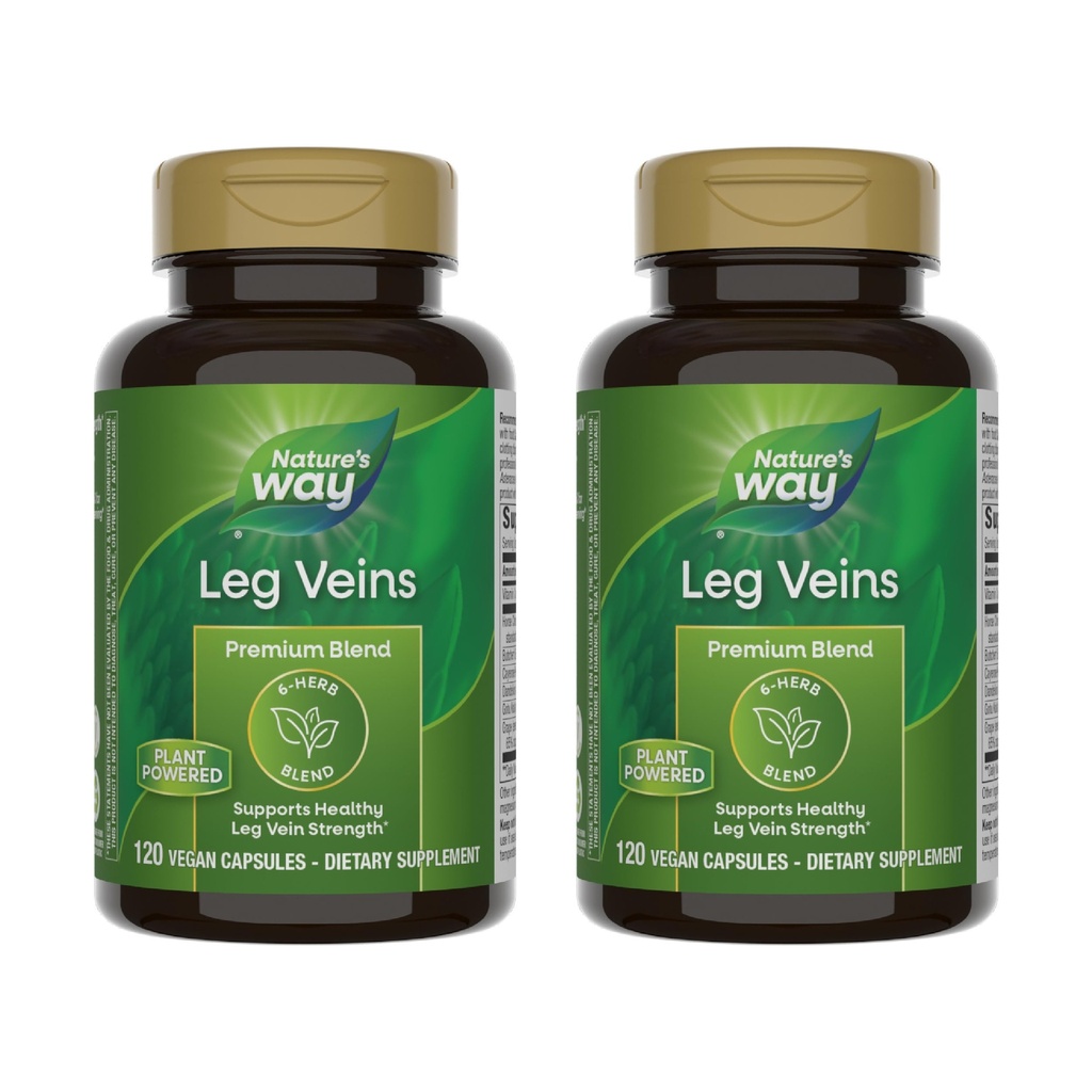 Nature's Way Leg Veins Support Blend, with Tru-OPCSTM, Vegetarian, 120 Vegetarian Capsules, Pack of 2