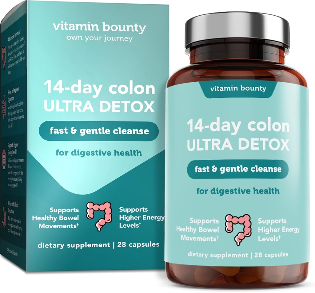 Comprimé de vitamine 14 jours Colon Ultra detox Cleanse - doux Colon Cleanse, Colon Cleanser Detox, apaisant Gut Cleanse, soutien Gut Health et les mouvements réguliers Bowel, santé digestive - 28 capsules