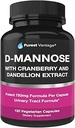 D capsule di mannosio con polvere D-Mannose 600mg per cap - con estratto di mirtillo e dente di leone aggiunto per aiutare in vescica, tratto urinario e supporto UTI - 120 tappi di verdure
