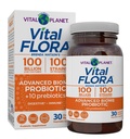 Vital Planet - Vital Flora Advanced Biome Probiotic 100 Billion CFU, 100 Diverse Strains, 10 Bio-Präbiotika, Immununterstützung, Colon und Digestive Health Probiotics für Frauen und Männer 30 Kapseln