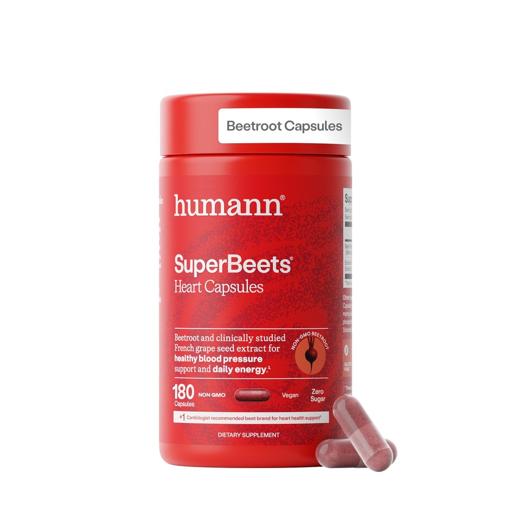 HumanN SuperBeets Beet Root Capsules Schnelle Veröffentlichung 1000mg, hilft Nitric Oxide Produktion, Blutdruck, Herzgesundheit, Enthält Non-GMO Beetroot Pulver, Studierte Antioxidantien 180 Count