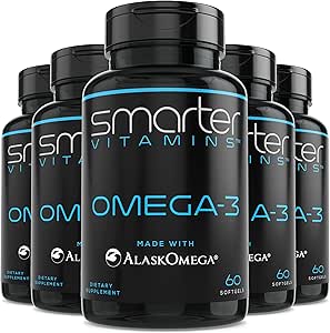 (5 Pack) Olio di pesce più intelligente Omega 3, Aroma di bacche, Burpless, Senza gusto, 2000mg, Potente tripla resistenza DHA EPA cervello Omega-3, Realizzato con AlaskOmega®