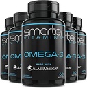 (5 Pack) Huile de poisson Oméga 3 plus intelligente, saveur de baie, sans Burp, sans goût, 2000mg, Potent triple force DHA EPA Cerveau Oméga-3, fabriqué avec AlaskOmega®