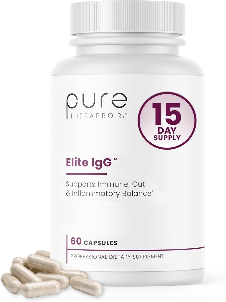 Pure Therapro Rx Elite IgG Immunoglobulin Supplement | 1100+ mg IgG, IGA & IgM Serum abgeleitete Immunoglobuline (SBI) | Colostrum Supplement Alternative | Gluten, Dairy & GMO Free (60 Kapseln)
