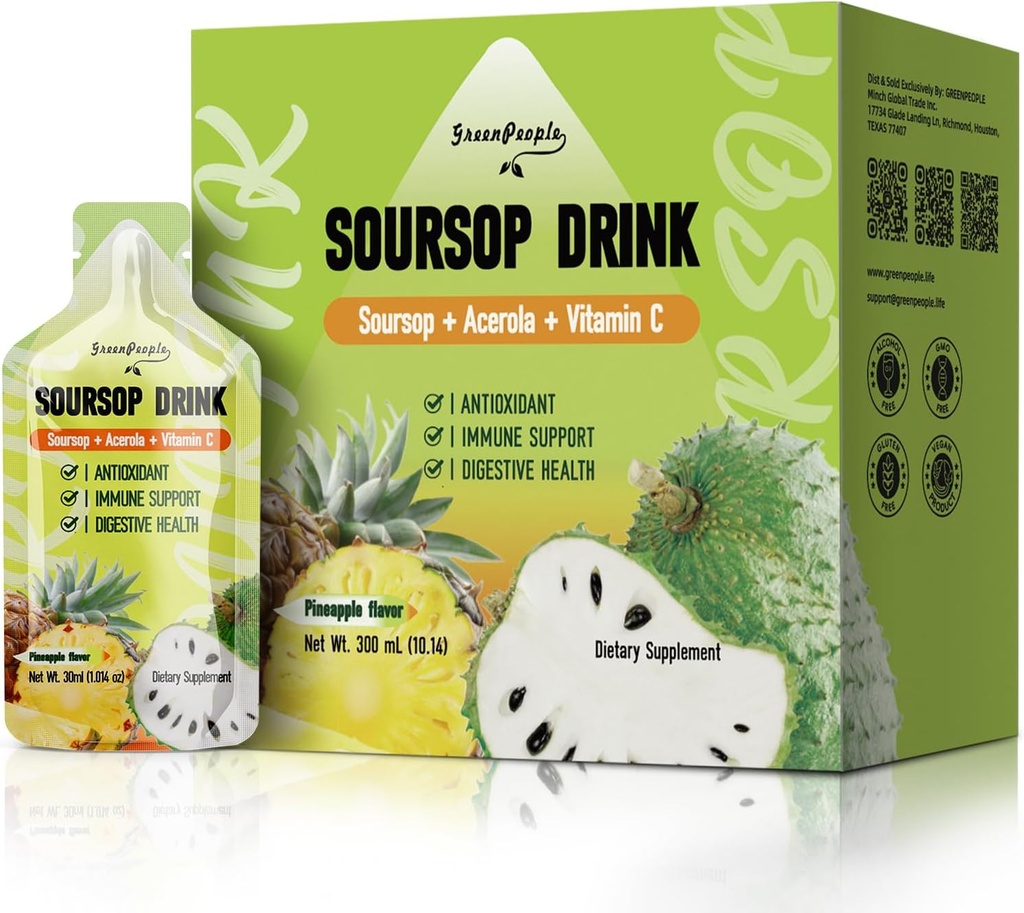 Soursop et supplément liquide d'acérola, Aitters de sourcils liquides, boisson pour stimuler la vitamine C, absorption rapide, végétalien, non-OGM, 10 paquets