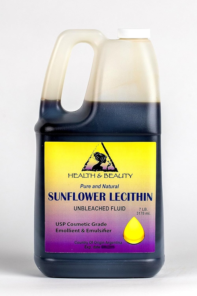 Lecithin Sunflower Unbleached Fluid Liquid Emulgator Emollient Stabilizer Pure 128 oz, 7 LB, 1 gal