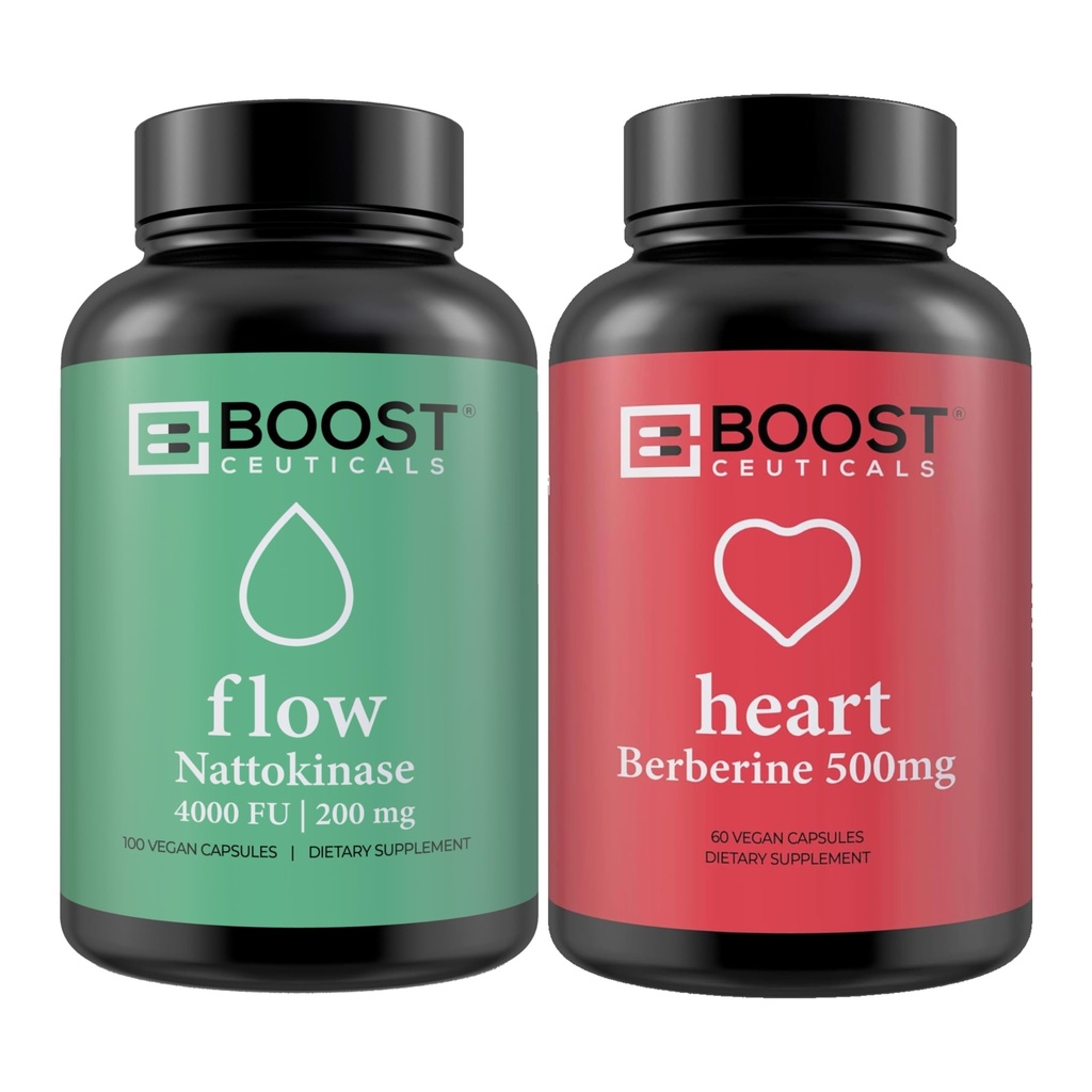 BoostCeuticals Nattokinase 4000 FU 200mg Berberine 500 HCl Bundle (2 Bottles)