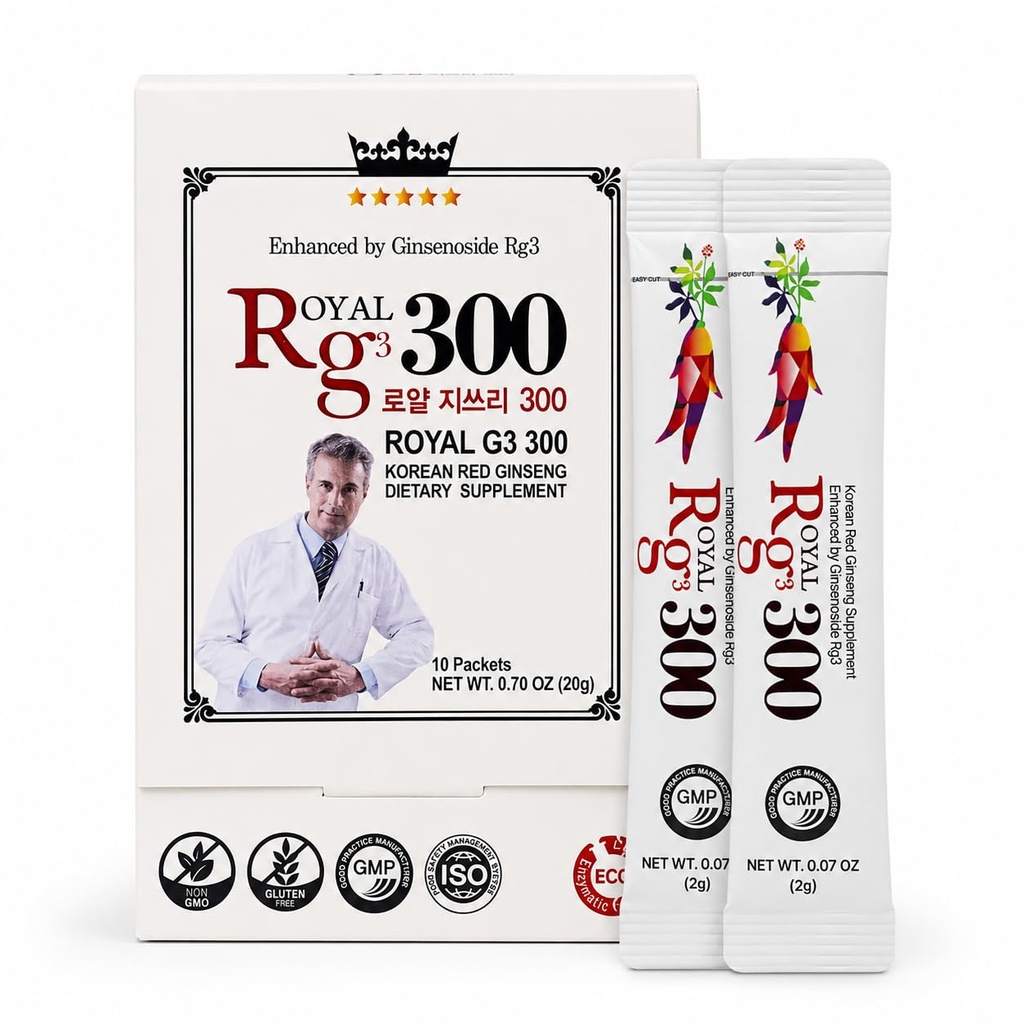 Polvere di Ginseng rosso coreana premium RG3 300 - Ginsenoside potenziati (50mg Rg3/Sachet), Made in Korea, 10 Sachet