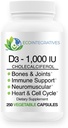 Vitamine D3-1000 UI 25 mcg (Cholecalciferol) Soutien hypoallergénique des muscles, des os et des dents, du sein, de la prostate, de la cardiovasculaires, du colon et de la santé immunitaire (250 gélules de Veggie)