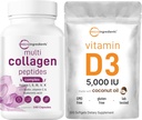 Micro-ingrédients Pilules multicollagènes et vitamine D3 5 000 UI Pack d'emballages de colles à l'herbe
