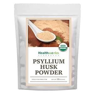 Healthworks Psyllium Husk Powder Organic -16 Oz / 1 Lb - Roh - Certified Organic - Fein gemahlenes Pulver aus Indien - Keto, Vegan & Non-GMO - Fiber Support