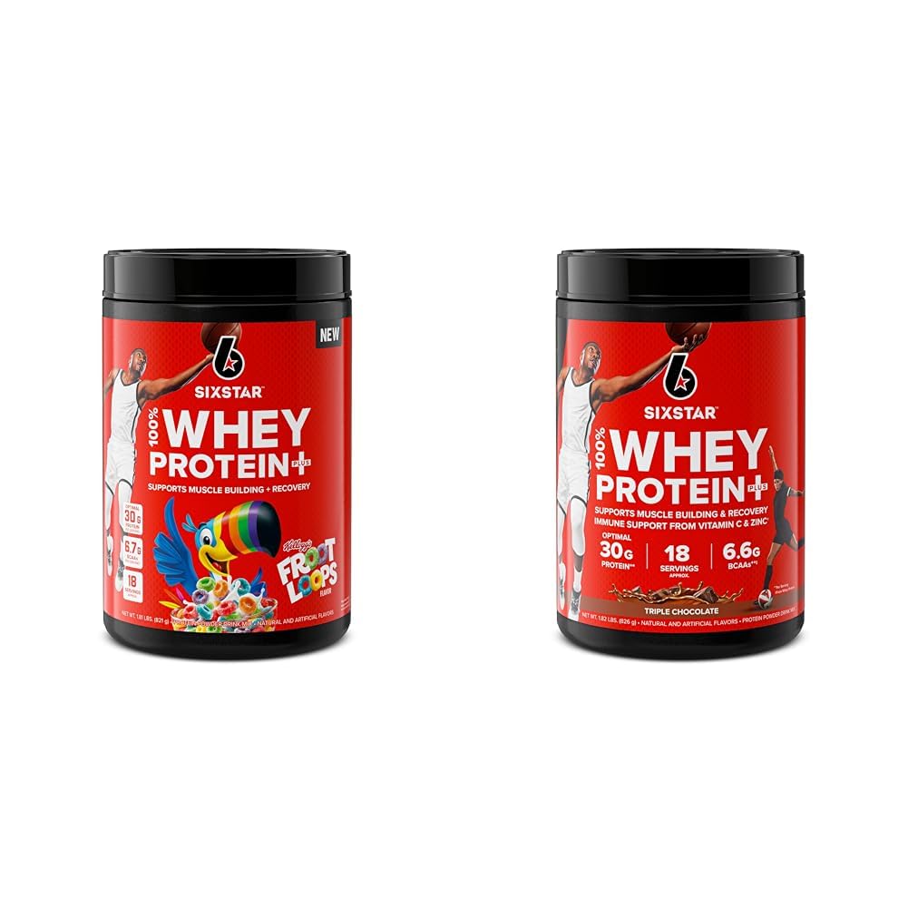 Six Star Whey Protein Powder Froot Loops Flavor & Triple Chocolate | Muscle Builder with 30g Protein | 1.8lb Each