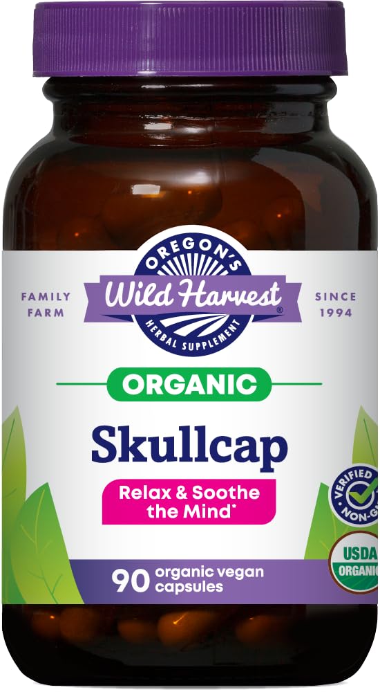 Oregon's Wild Harvest Organic Skullcap Vegan Capsules | Traditional Herbal Supplement, 90 Count