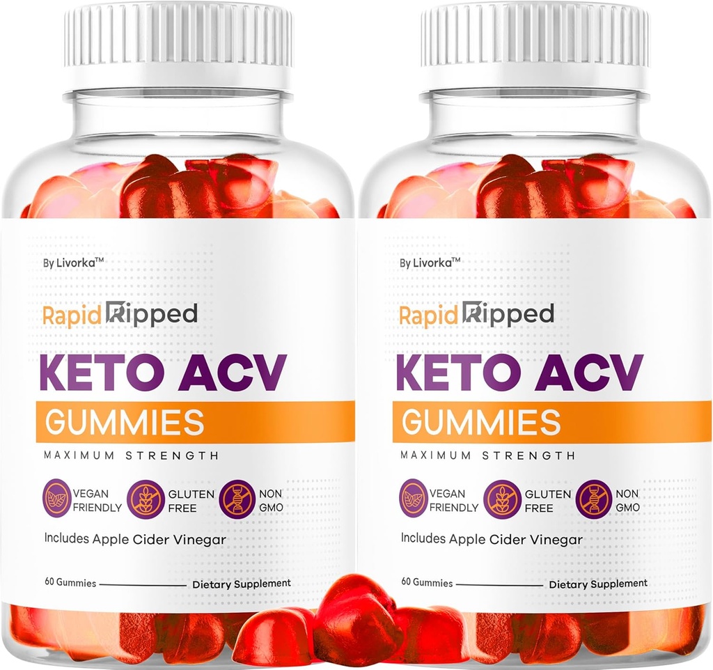 (2 Pack) Quick Ripped Keto ACV Gummies Support, Rapidripped Keto Plus Apple Cider Vinegar Gummy Formule avancée 1050MG, Tous les avis Gomitas naturels, 120 Gummies pendant 2 mois